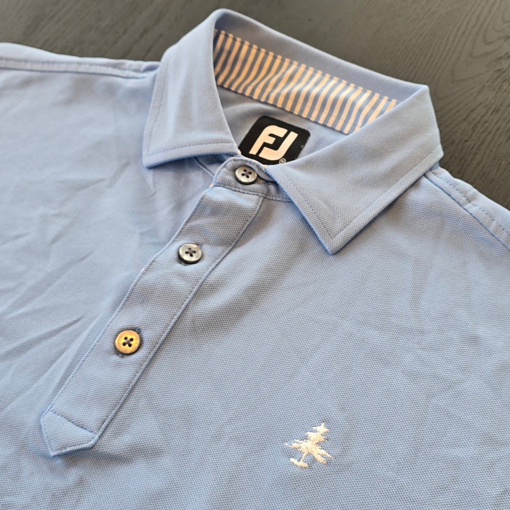 FootJoy Mens Golf Polo‎ Shirt Light Blue Short Sleeve Performance Med Pine Ridge
